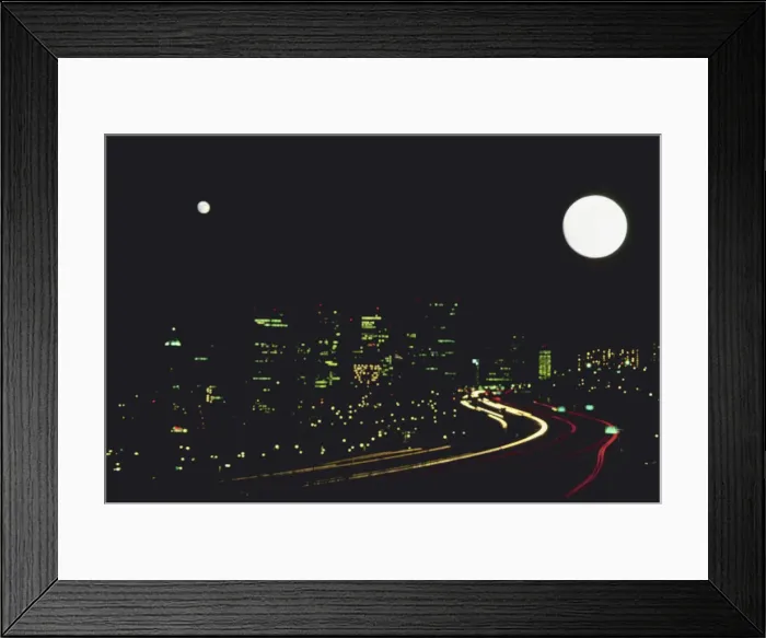 Framed Print : beautiful, buildings, city, cityscape, full moon, landscape, lights, night, nobody Framed Print : beautiful, buildings, city, cityscape, full moon, landscape, lights, night, nobody