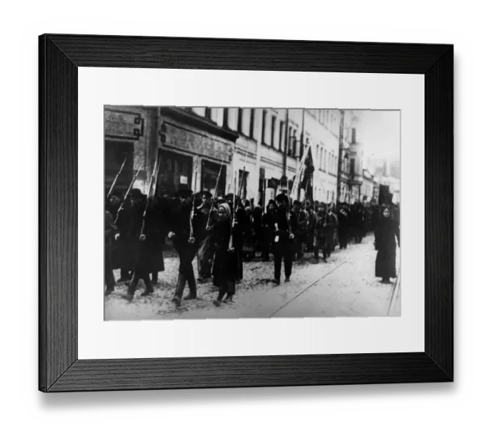 Framed Print : Petrograd. Workers marching through Petrograd in March 1917