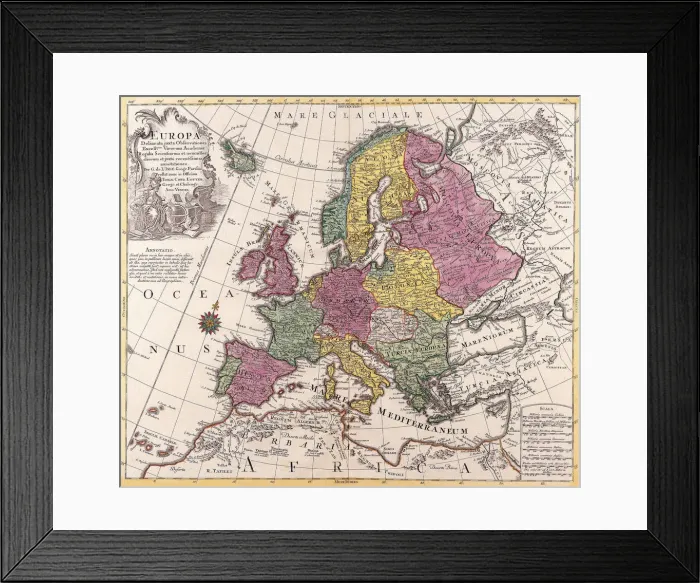 Framed Print : Antique Maps of the World, Map, Map of Europe, Conrad Lotter, c 1760 Framed Print : Antique Maps of the World, Map, Map of Europe, Conrad Lotter, c 1760
