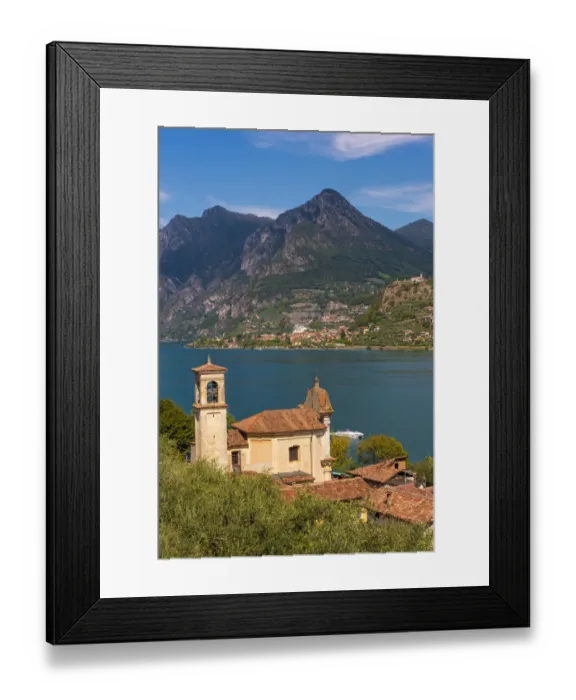 Framed Print : brescia, church, churches, europe, european, houses, iseo, iseo lake, italian, italy