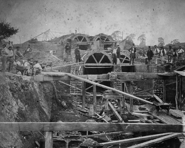 New Sewer. 1862: Workmen building the northern outfall sewer
