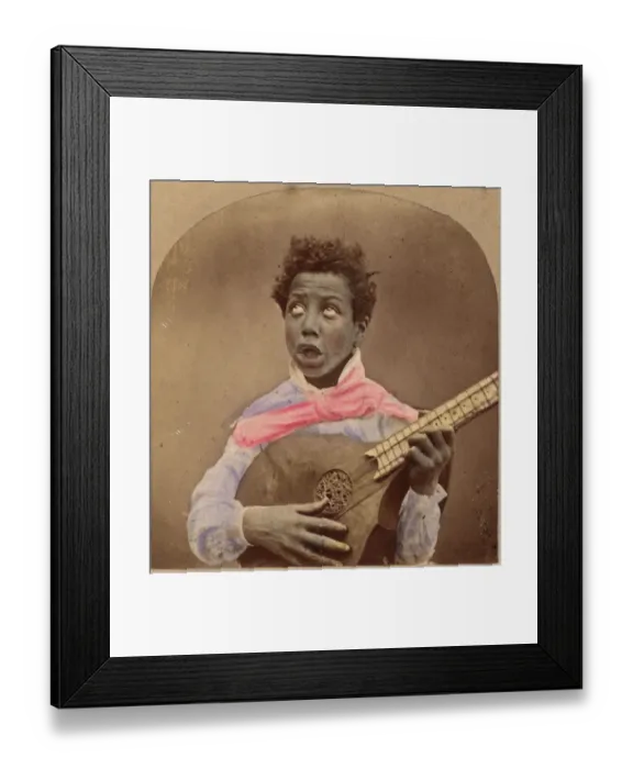 Framed Print : Melody. A Victorian musician composing a song on a type of lute, 1858 Framed Print : Melody. A Victorian musician composing a song on a type of lute, 1858