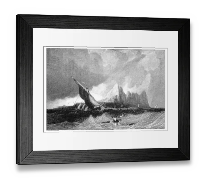 Framed Print : Antique illustration of mediterranean landscapes: Gibraltar from the sea Framed Print : Antique illustration of mediterranean landscapes: Gibraltar from the sea
