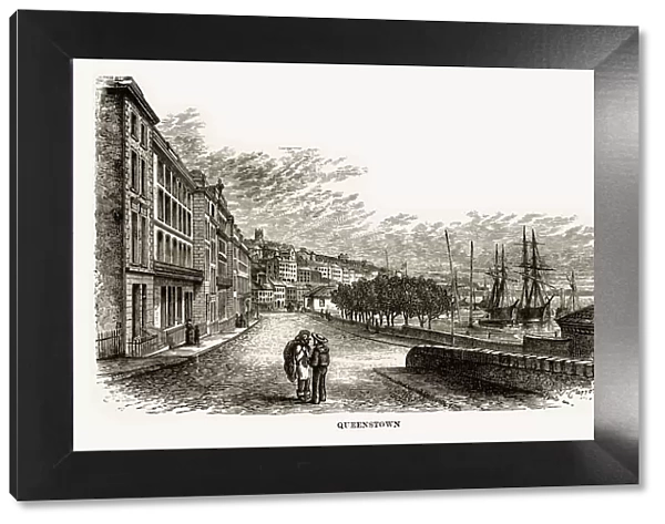 Queenstown, Cork, County Cork, Ireland Victorian Engraving, 1840