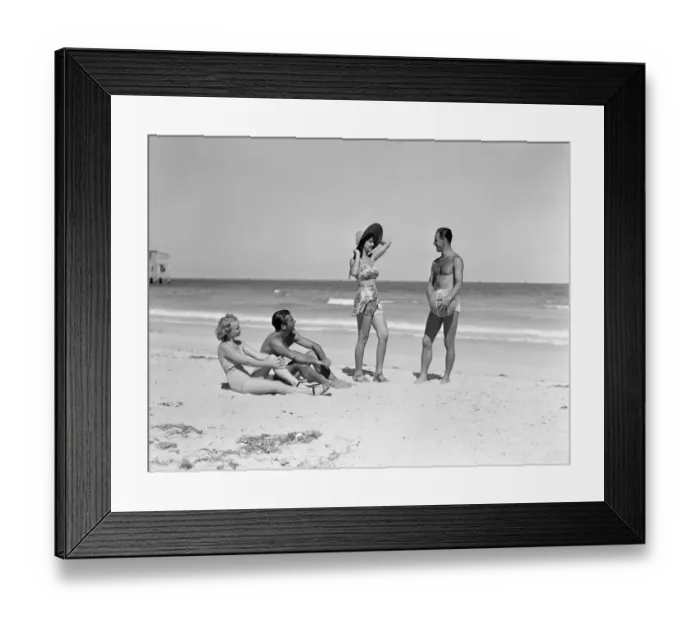 Framed Print : Two couples standing on beach Framed Print : Two couples standing on beach