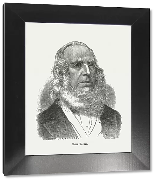 Peter Cooper (1791-1883), American industrialist and inventor, woodcut, published 1888