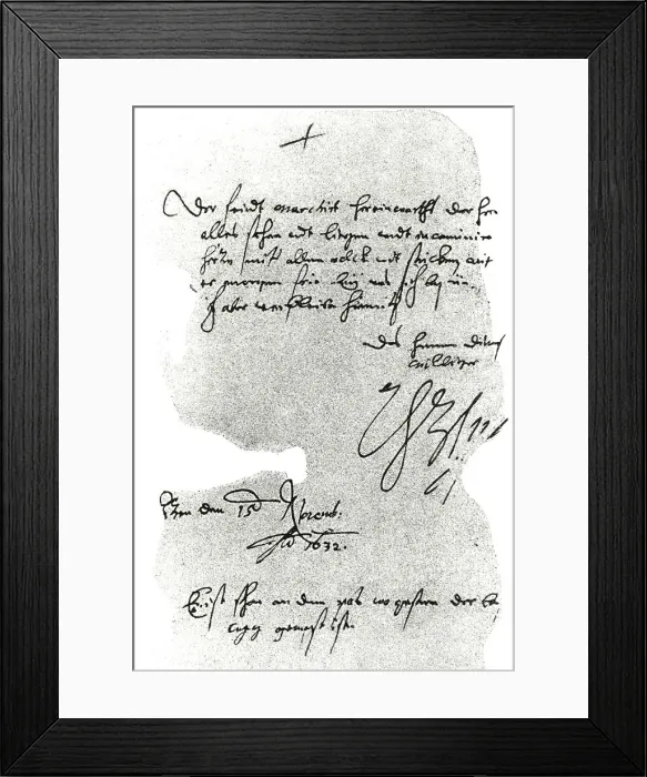 Framed Print : Thirty Years War, Wallensteins last order, request for help, to Gottfried Heinrich Graf zu Pappenheim (1594, 1632) in front of Papenheims death in Luetzen 1632, fragment The enemy marches in, the Lord should leave everything standing and incaminate Framed Print : Thirty Years War, Wallensteins last order, request for help, to Gottfried Heinrich Graf zu Pappenheim (1594, 1632) in front of Papenheims death in Luetzen 1632, fragment The enemy marches in, the Lord should leave everything standing and incaminate