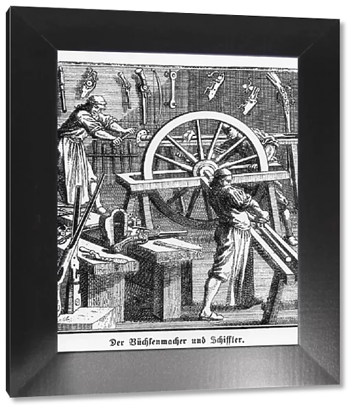 Der Buechsenmacher und Schifter, copperplate engraving, Regensburger Staendebuch