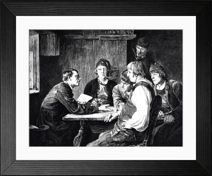 Framed Print : Men sitting at table, discussing Framed Print : Men sitting at table, discussing