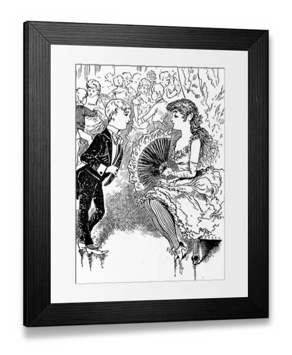 Framed Print : Boy talking to a young lady during dance event, full length, vertical Framed Print : Boy talking to a young lady during dance event, full length, vertical
