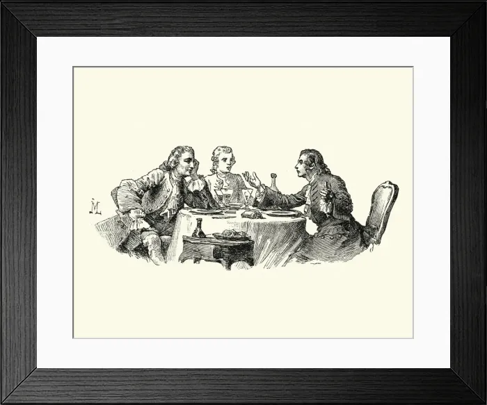 Framed Print : Manon Lescaut - Men talking over a meal 18th Century Framed Print : Manon Lescaut - Men talking over a meal 18th Century