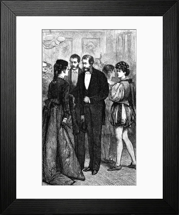 Framed Print : Man and woman are talking at a party Framed Print : Man and woman are talking at a party