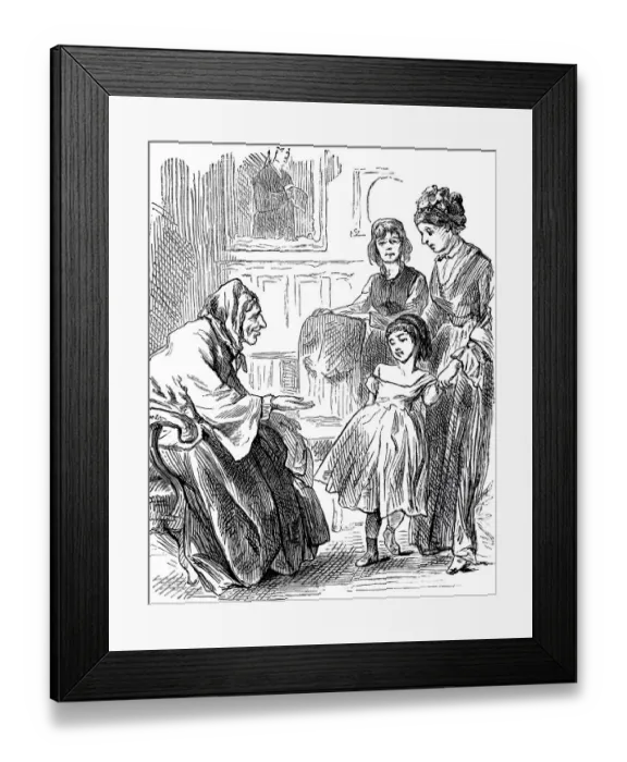 Framed Print : Grandmother tallks to her granddaughter Framed Print : Grandmother tallks to her granddaughter
