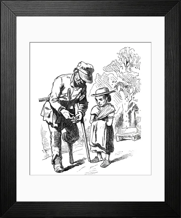 Framed Print : Disabled and blind person talks to a child Framed Print : Disabled and blind person talks to a child