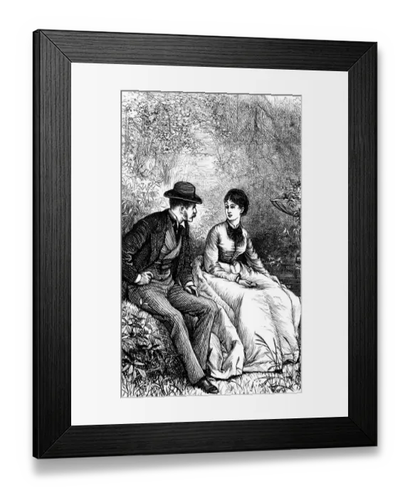 Framed Print : Couple sitting in garden talking Framed Print : Couple sitting in garden talking