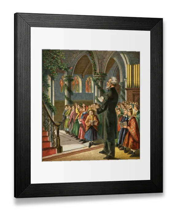 Framed Print : Victorian congregation singing Christmas carols in church Framed Print : Victorian congregation singing Christmas carols in church