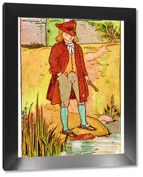 Antique children book illustrations: Boy outdoor