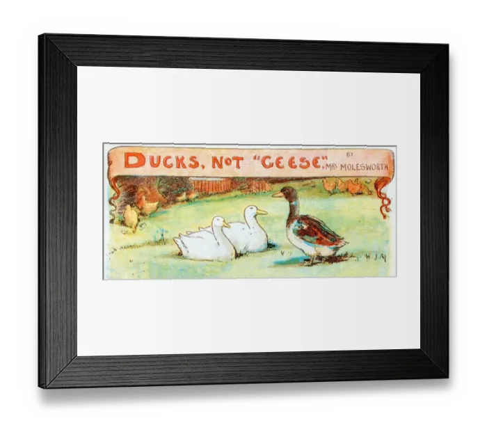Framed Print : Antique children book illustrations: Ducks not Geese Framed Print : Antique children book illustrations: Ducks not Geese