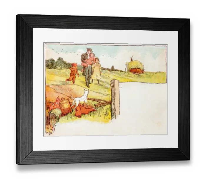 Framed Print : Antique children book illustrations: Family Framed Print : Antique children book illustrations: Family