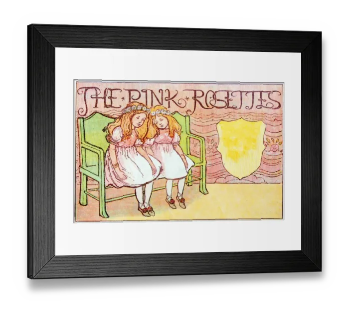 Framed Print : Antique children book illustrations: Girls Framed Print : Antique children book illustrations: Girls