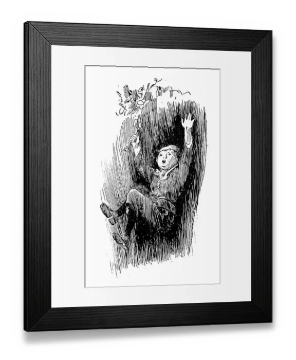 Framed Print : Antique children book illustrations: Boy falling Framed Print : Antique children book illustrations: Boy falling