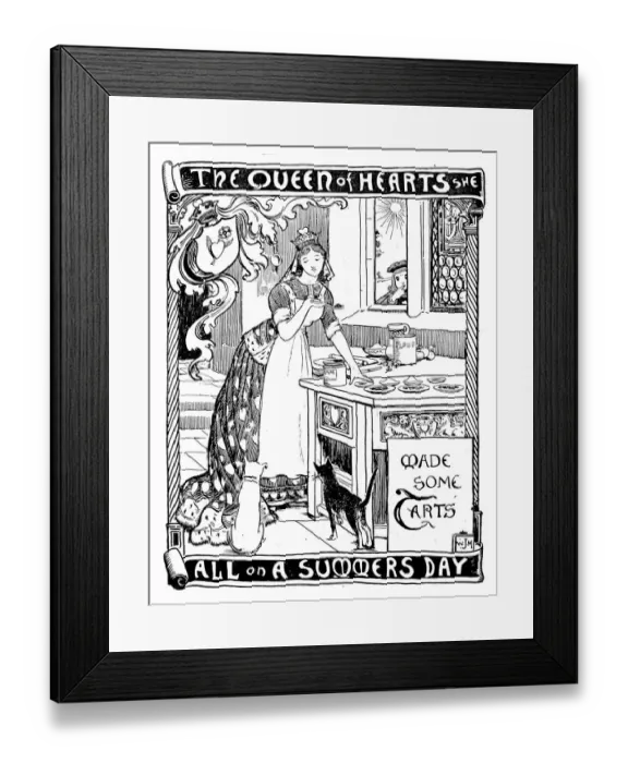 Framed Print : Antique children book illustrations: Queen of hearts Framed Print : Antique children book illustrations: Queen of hearts