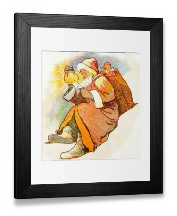 Framed Print : Antique children book illustrations: Santa Claus Framed Print : Antique children book illustrations: Santa Claus