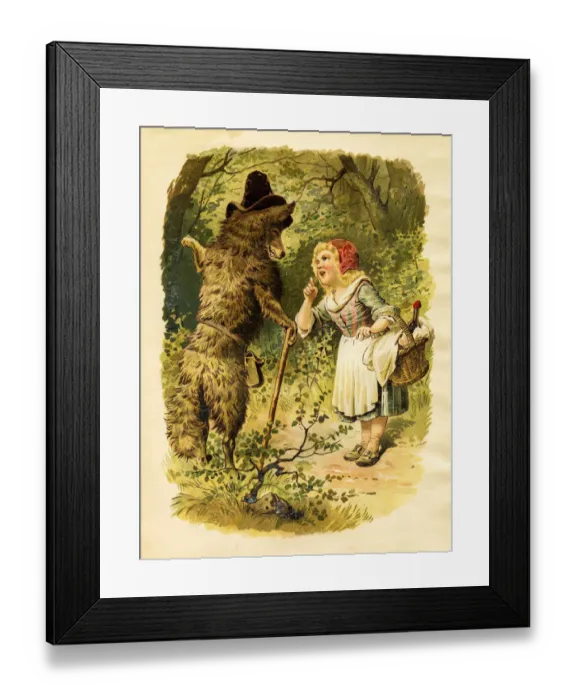 Framed Print : Little red ridding hood Fairy Tales 1863