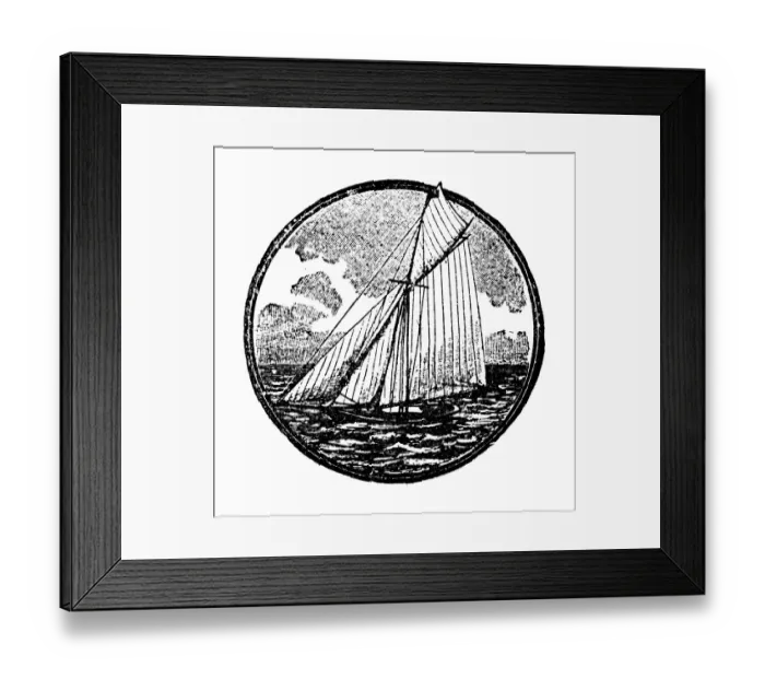 Framed Print : Antique childrens book comic illustration: sailing ship