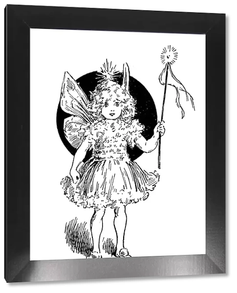 Antique childrens book comic illustration: fairy