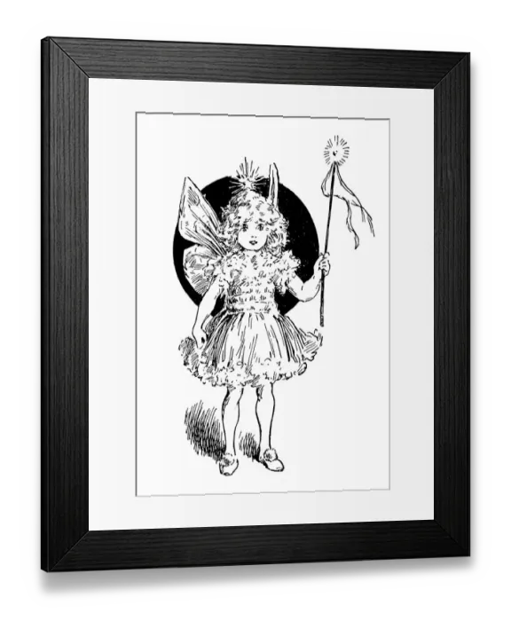 Framed Print : Antique childrens book comic illustration: fairy Framed Print : Antique childrens book comic illustration: fairy