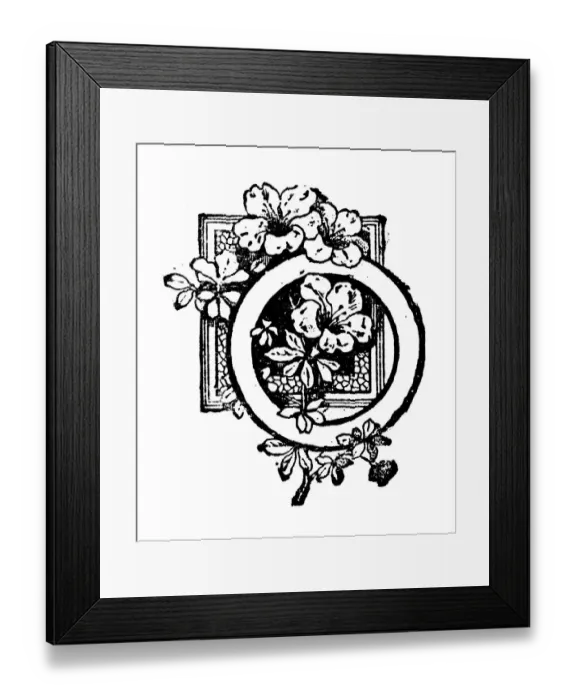 Framed Print : Antique childrens book comic illustration: Ornate letter O Framed Print : Antique childrens book comic illustration: Ornate letter O