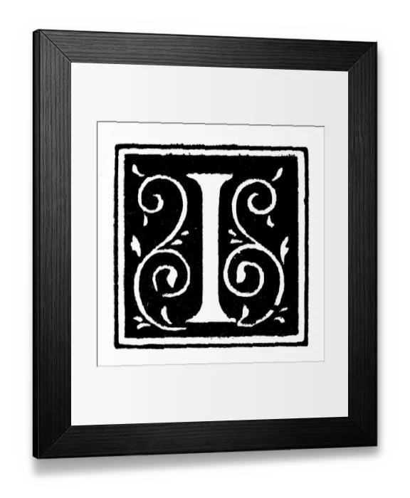 Framed Print : Antique childrens book comic illustration: Ornate letter I Framed Print : Antique childrens book comic illustration: Ornate letter I