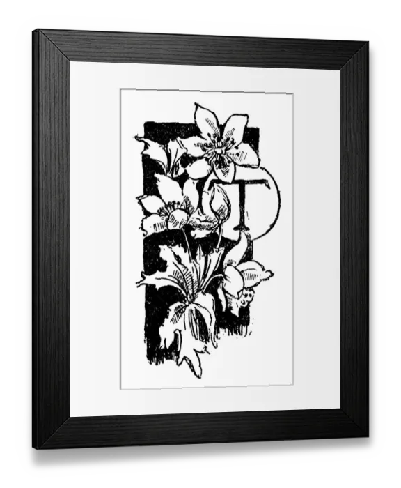 Framed Print : Antique childrens book comic illustration: Ornate letter T Framed Print : Antique childrens book comic illustration: Ornate letter T