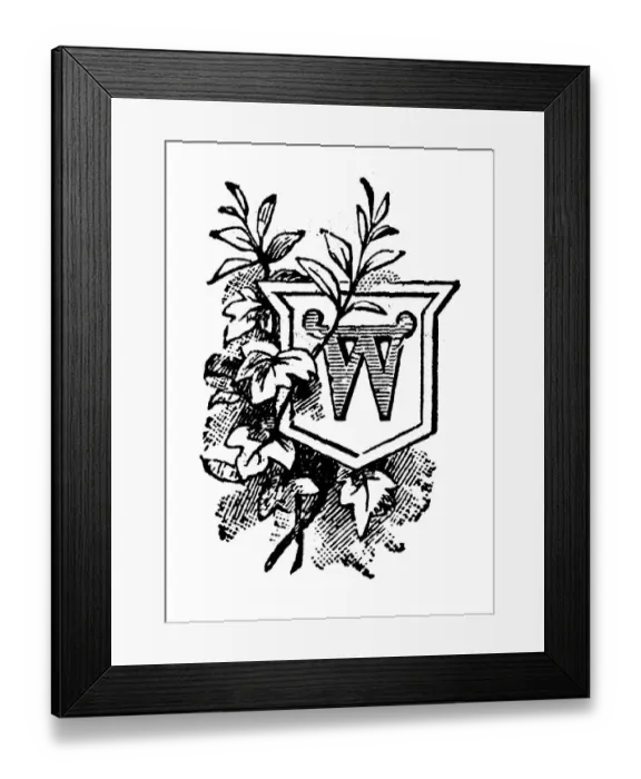 Framed Print : Antique childrens book comic illustration: Ornate letter W Framed Print : Antique childrens book comic illustration: Ornate letter W