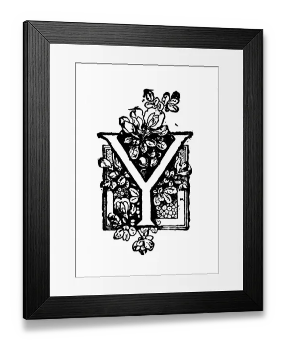 Framed Print : Antique childrens book comic illustration: Ornate letter Y Framed Print : Antique childrens book comic illustration: Ornate letter Y