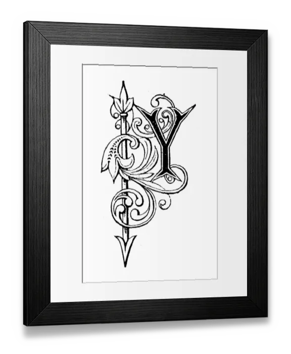 Framed Print : Antique childrens book comic illustration: Ornate letter Y Framed Print : Antique childrens book comic illustration: Ornate letter Y
