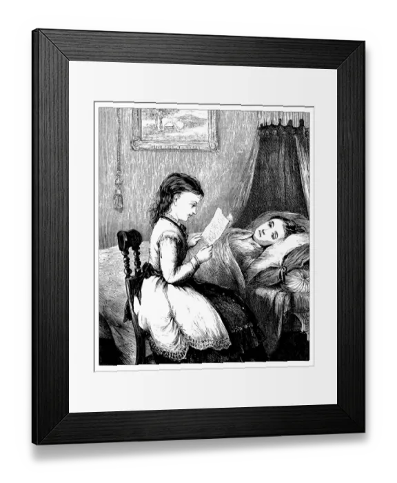 Framed Print : Antique illustration of domestic scene Framed Print : Antique illustration of domestic scene