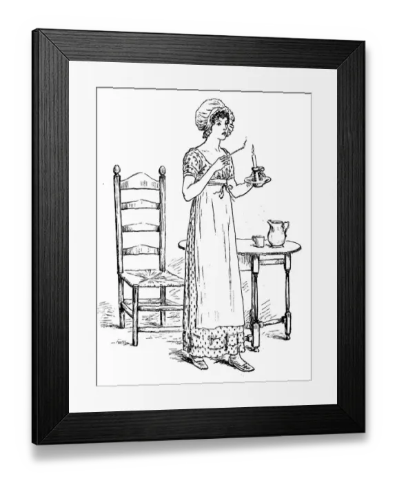 Framed Print : Antique children spelling book illustrations: Lighting a candle Framed Print : Antique children spelling book illustrations: Lighting a candle