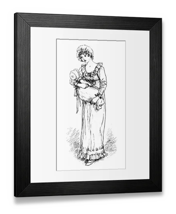Framed Print : Antique children spelling book illustrations: Mother and baby Framed Print : Antique children spelling book illustrations: Mother and baby