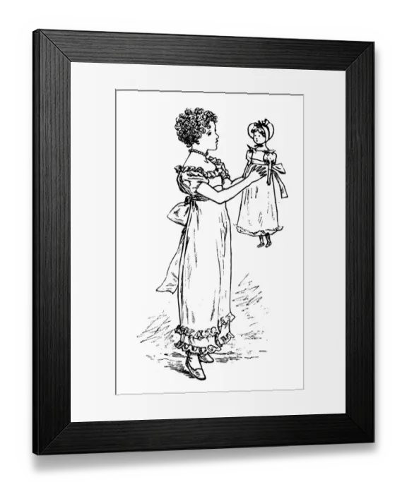 Framed Print : Antique children spelling book illustrations: Doll Framed Print : Antique children spelling book illustrations: Doll