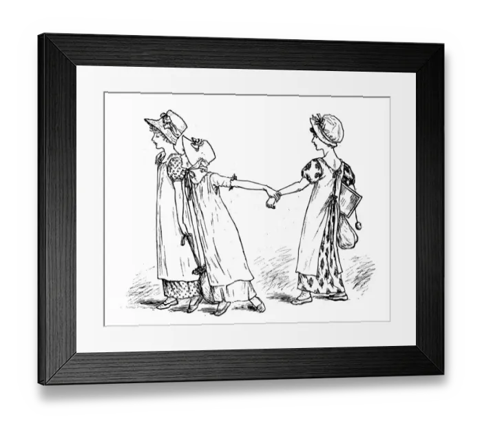Framed Print : Antique children spelling book illustrations: Pulling Framed Print : Antique children spelling book illustrations: Pulling