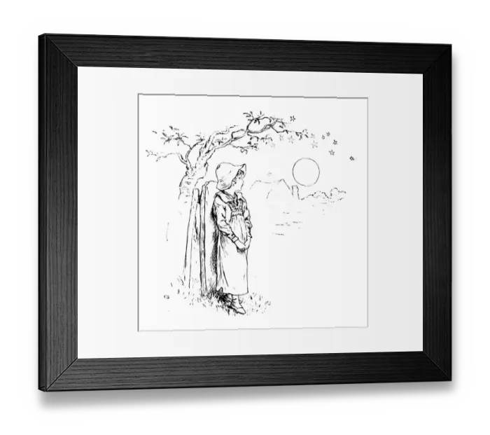 Framed Print : Antique children spelling book illustrations: Looking at sun Framed Print : Antique children spelling book illustrations: Looking at sun