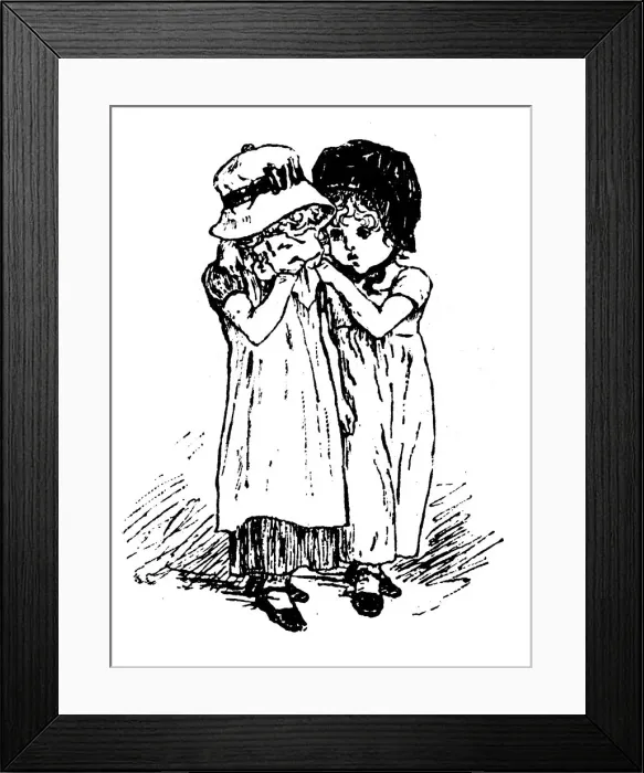 Framed Print : Antique children spelling book illustrations: Supporting