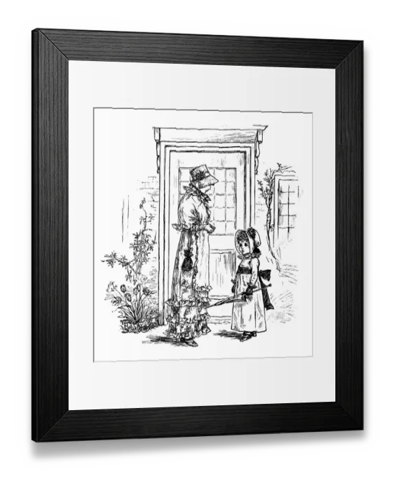 Framed Print : Antique children spelling book illustrations: Mother and daughter Framed Print : Antique children spelling book illustrations: Mother and daughter