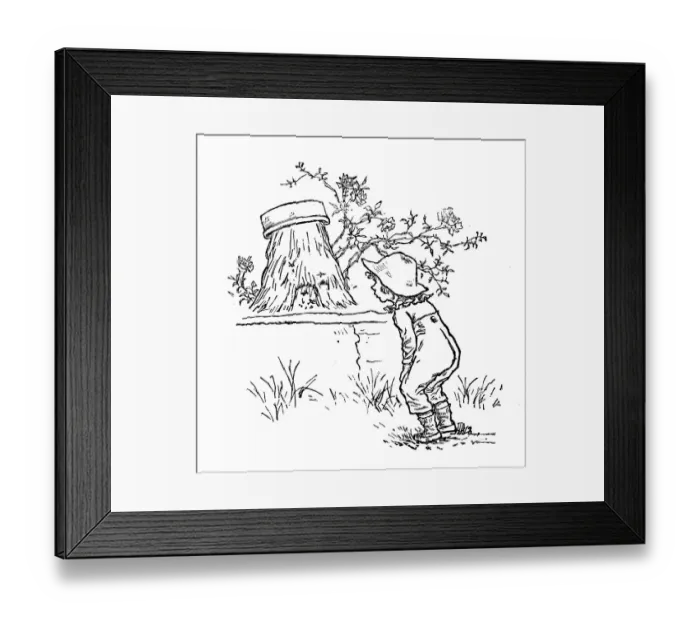 Framed Print : Antique children spelling book illustrations: Looking Framed Print : Antique children spelling book illustrations: Looking