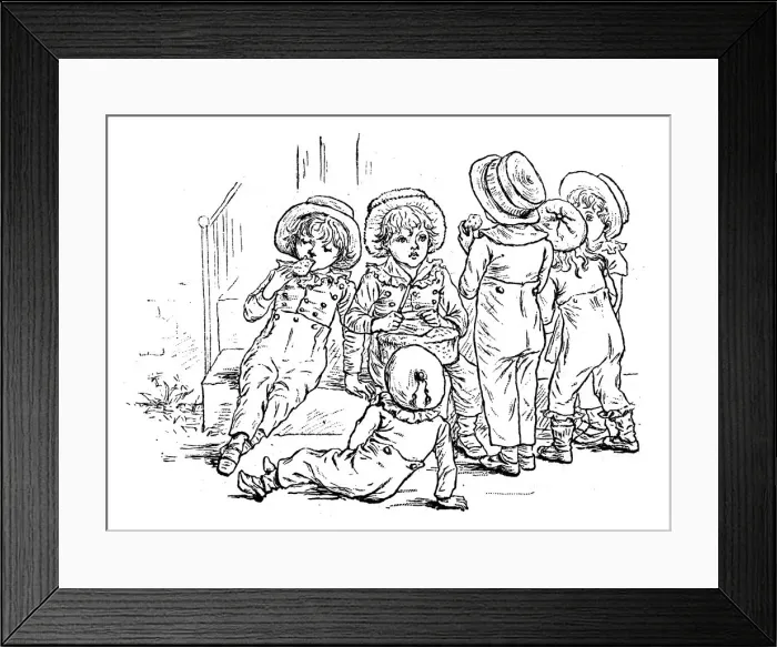 Framed Print : Antique children spelling book illustrations: Group Framed Print : Antique children spelling book illustrations: Group