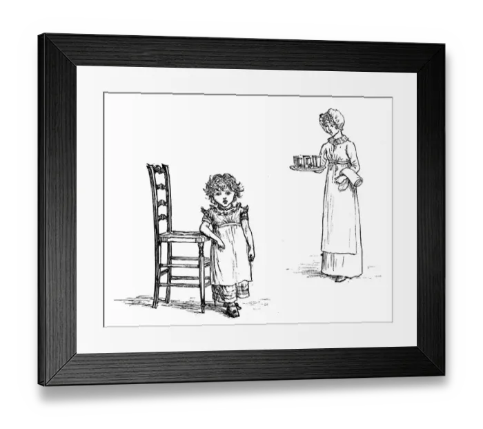 Framed Print : Antique children spelling book illustrations: Mother and daughter
