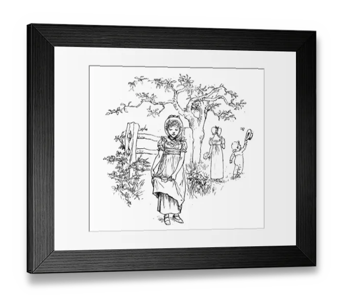 Framed Print : Antique children spelling book illustrations: Broken dress Framed Print : Antique children spelling book illustrations: Broken dress