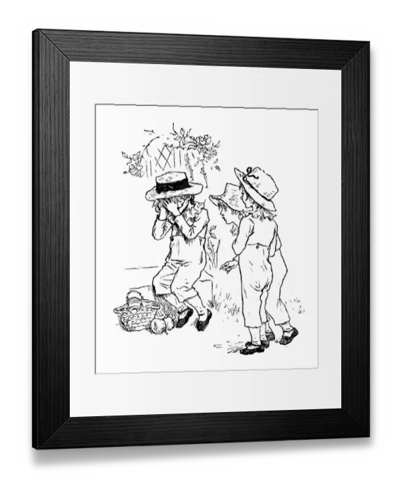 Framed Print : Antique children spelling book illustrations: Crying Framed Print : Antique children spelling book illustrations: Crying